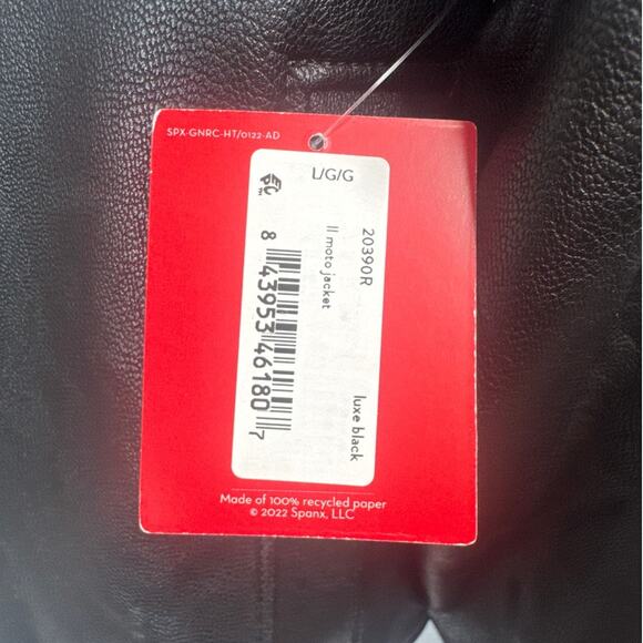 NWT Spanx II Moto Faux Leather Luxe Black Jacket Women’s Size Large - Picture 11 of 12